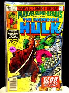 lot 105 image: VINTAGE The Incredible Hulk vs The Glob Issue 81 from Marvel Comics July 1978 $$