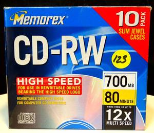 lot 123 image: LOT OF 6 DISKS - MEMOREX CD-RW HIGH SPEED REWRITEABLE COMPACT DISK (BOX NOT FULL)