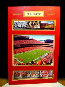 lot 126 image: KANSAS CITY CHIEFS CUSTOM MATTED WALL DISPLAY - MEASURES 13 X 20 READY TO FRAME