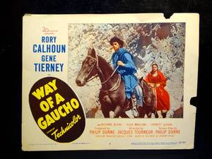 lot 130 image: VINTAGE 1952 Way of a Gaucho 11x14 Lobby Card Rory Calhoun Gene Tierney Richard Boone