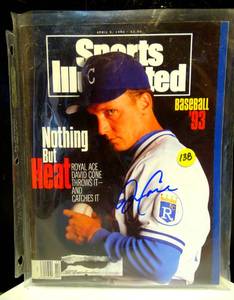 lot 138 image: BIG $ LOT - AUTHENTIC AUTOGRAPHED DAVID CONE ORIGINAL SPORTS ILLUSTRATED MAGAZINE