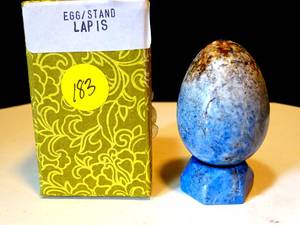 lot 183 image: 3 LAPIS EGG WITH STAND $$