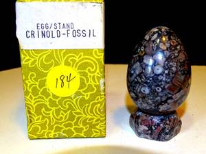 lot 184 image: 3 CRINOLD FOSSIL EGG WITH STAND $$