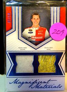 lot 209 image: RARE #D OF 50 - MAGNIFICIENT MATERIALS - NASCAR TREVOR BAYNE RACE USED MEMOROBILIA $$