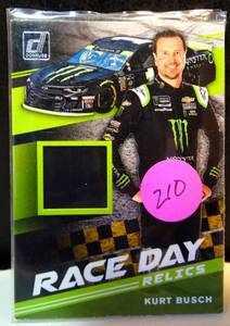 lot 210 image: 2020 Donruss #RD-KU Race Day Relics Kurt Busch