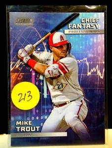 lot 213 image: 2023 Stadium Club Chief Fantasy Professionals #CFPRO-1 Mike Trout Angels