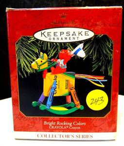lot 243 image: Hallmark Keepsake CRAYOLA 9 Bright Rocking Colors 1997 Christmas Ornament NEW