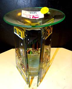lot 273 image: NAUTICAL THEMED OIL BURNER STAIN GLASS