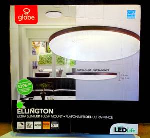 lot 277 image: Globe Ellington Ultra Slim Flush Mount LED Light Fixture - NEW