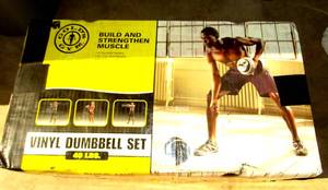 lot 302 image: AS NEW - Golds Gym Vinyl Dumbbell Set, 40 lbs
