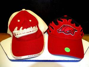 lot 308 image: LOT OF 2 - UNIVERSITY OF ARKANSAS RAZORBACK BALL CAPS (SLIGHT USED)
