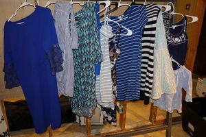 lot 18 image: Womens clothes blue and white tones, mixed sizes