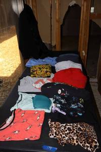 lot 178 image: Misc. clothes and black coat size Large