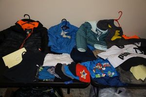 lot 181 image: Boys clothes and puffer jackets sizes 8-10 mostly.