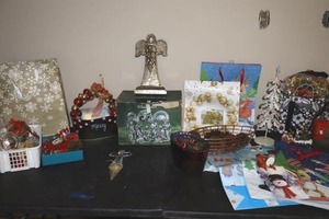 lot 191 image: Christmas items silver Nativity set, gift bags, ornaments and more