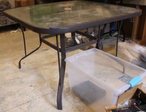 lot 29 image: Square Glass top patio table