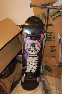 lot 219 image: Skateboard and scooter