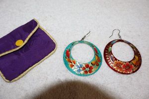 lot 82 image: Jewelry Cloissone Asian earrings