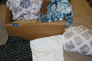 lot 167 image: Misc. sheets with grey and white plush blanket