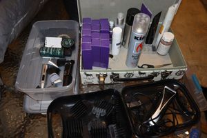 lot 263 image: Shoe cleaning and hygiene items including hair trimming kit