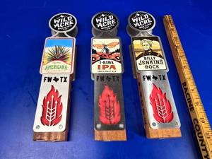 lot 38 image: Lot of 3 Wild Acre Brewing Full Size Beer Tap Handles
