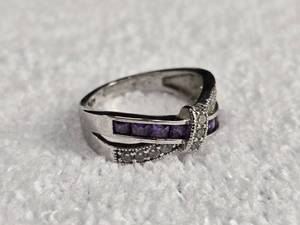 lot 56 image: Cross Infinity Amethyst .925 Ring, Size 8