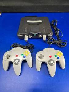 lot 105 image: Nintendo 64 (N64) Console w 2 Original Nintendo Controllers
