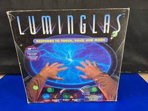 lot 108 image: SO COOL Luminglas 12 Blue Plasma Light Touch VoiceMusic Interactive Lightning Disk w Power & Original Box.  TESTED.  LOOK THIS UP