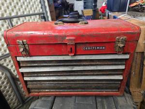 lot 152 image: Vintage Craftsman Toolbox w LOTS of Craftsman Sockets & Wrenches.  Includes everything in the toolbox.