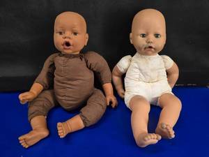 lot 183 image: Lot of 2 Vintage Dolls.  Includes Vintage Zapf Creations Germany Baby Chou Chou Interactive Doll (LOOK THIS ONE UP) & 1997 Citi Toy African American Baby Doll