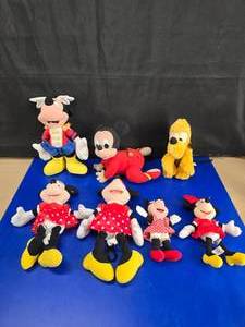 lot 185 image: Lot of Vintage Childrens Plush.  Includes Minnie, Mickey & Pluto