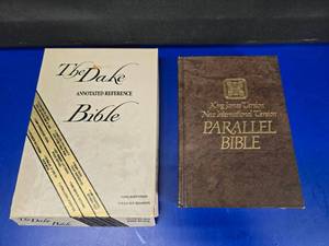 lot 216 image: Lot of Collectible Bibles.  Includes The Dake Annotated Reference Bible & KJV Parallel Bible NIV