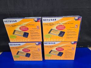 lot 236 image: Vintage Computer Equipment Lot.  Includes 4 Netgear ProSafe Wireless PC Cards
