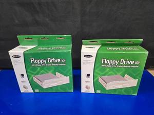 lot 271 image: Vintage Early Computer Equipment Lot.  Includes 2 NEW INBOX Belkin Floppy Disk Drive Kits