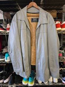 lot 292 image: Vintage South Korean Grey Hand Made Leather Jacket w Removeable Liner, Size XXL