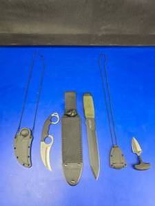 lot 386 image: Lot of 3 NEW Knives & Sheaths