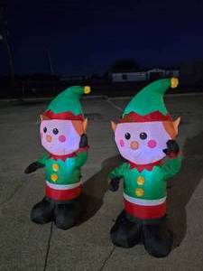 lot 406 image: Lot of 2 Christmas Elf Inflatables.  Approx 4 Tall.  Tested.