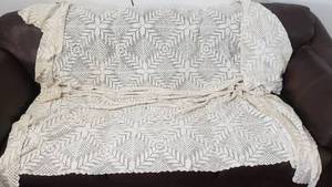lot 346 image: Beautiful Handmade Crochet Bed Spread.  Measured 7.5 x 8