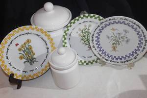 lot 132 image: Three Plates and Two Canisters