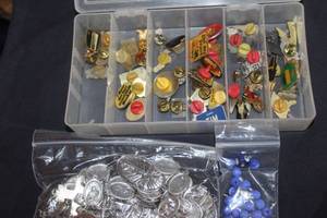lot 145 image: Hat Pins, and Religious Jewelry Items, Blue Beads
