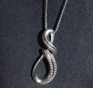 lot 2 image: Infinity Necklace with Clear Stones, Both Stamped 925