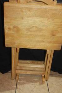 lot 242 image: Set of TV Tray Tables with Stand (4 Tables)