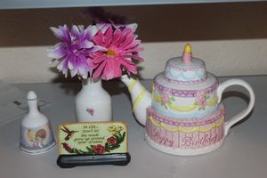 lot 236 image: Happy Birthday Tea Pot, Precious Moments Bell, and More
