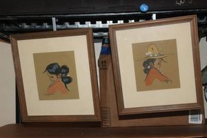 lot 17 image: Two Original Native American Pastel Drawings Signed by Artist Gerda Christoffersen