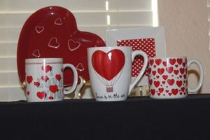 lot 251 image: Heart Themed Cups and Plates