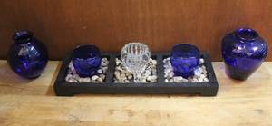 lot 212 image: Candle holders and  vases cobalt blue