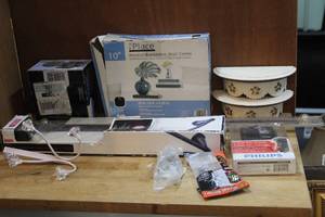 lot 207 image: Wall shelves-multi outlet plug - petit cafe hardware set