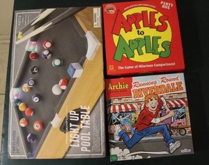 lot 276 image: Game lot light up table top pool tableApples to ApplesRunning around riverdale