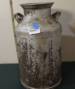 lot 269 image: vintage metal milk can about 24 inches tall