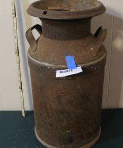 lot 268 image: vintage metal milk can about 20 inches tall